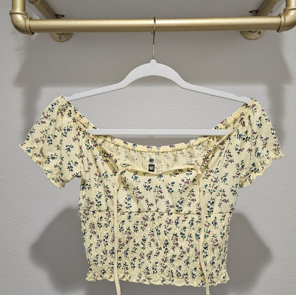 Me to We Yellow Floral Crop Top